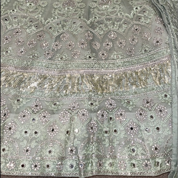 Designer Green Lehenga with sequins and mirror work - Picture 2 of 8